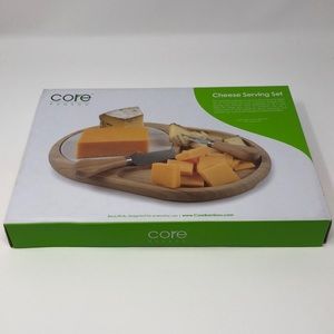 Core Bamboo Cheese Serving Set Board & Knives NIB Nordstrom $40